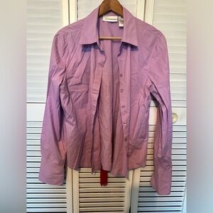 French cuff long sleeves buton up lavender bodysuit size 12 by Chatwicks